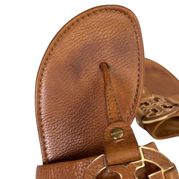 Tory Burch Amanda Flat Thong Tumbled Leather Brown Size 11 - Picture 13 of 15
